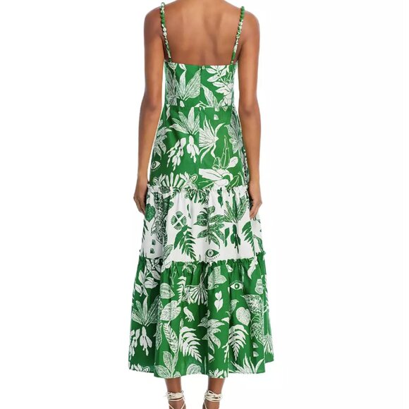 NWT Farm Rio Forest Soul Mix Midi Dress, Green and White, Size M - Picture 2 of 8